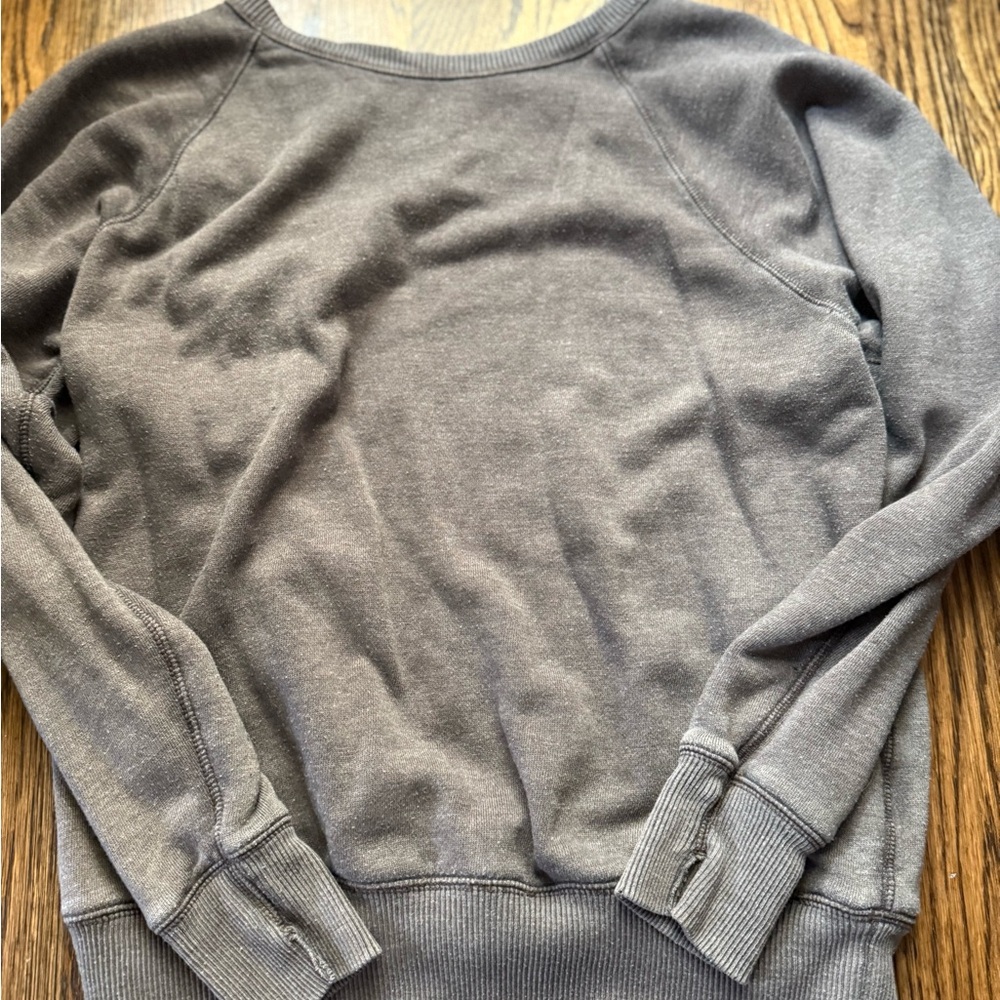 Aerie Greyish Brown colored distressed sweatshirt